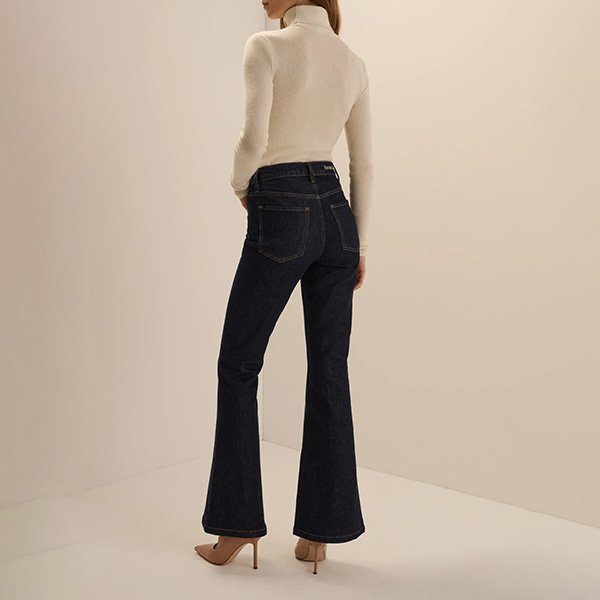 Flare Jeans Favorite Daughter The Maurice in Oxford dark rinse back view showing flare silhouette