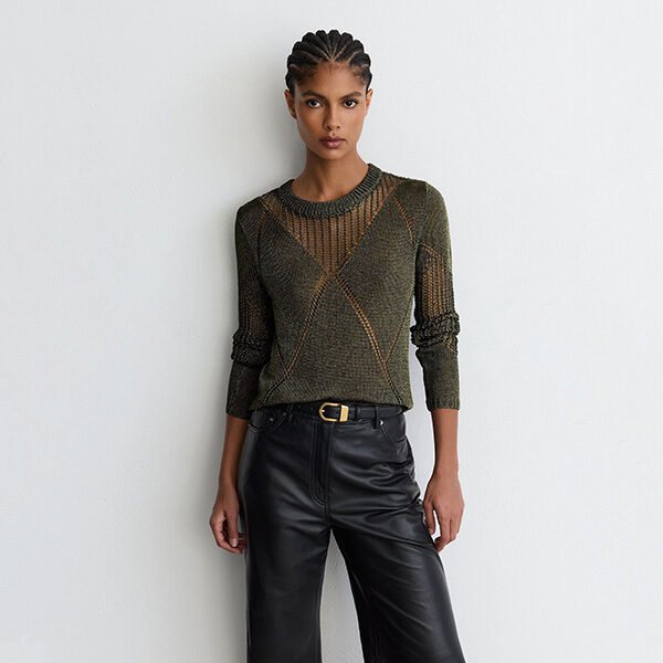 Metallic Sweater - Venetia Argyle Green | Reiss