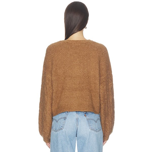 Knit Cardigan Thistle Macadamia brown back view with relaxed boxy fit by Free People