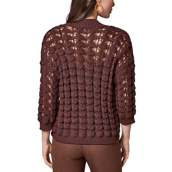 Knit Sweater Donna Karan Weekend Canyon back view showing shell stitch open knit pattern