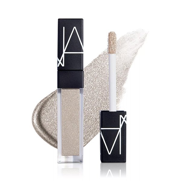 Liquid Eyeshadow NARS Sparkling Seduction Disobedience gold shimmer tube with applicator and swatch