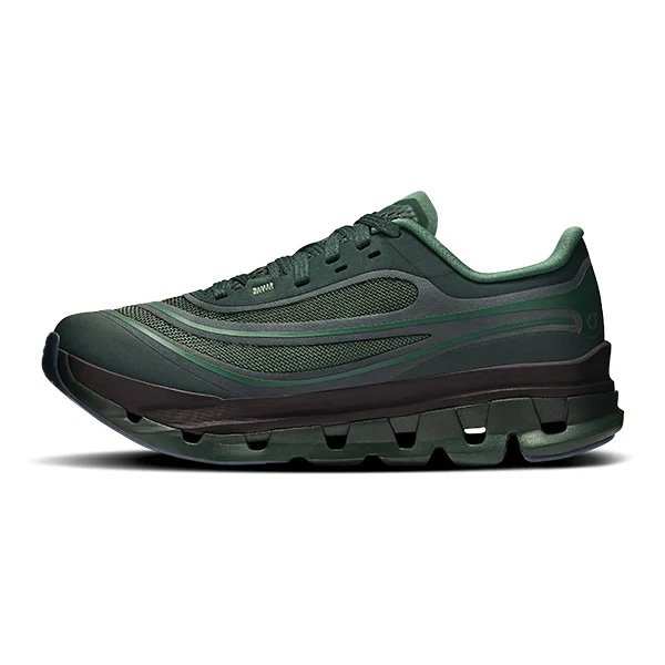 Obsidian evergreen performance running shoes side view with Speedboard