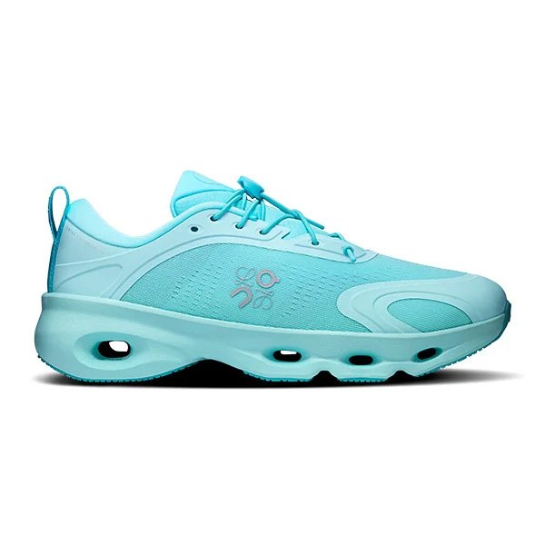 On Running Cloudsolo LOEWE Turquoise side profile highlighting tonal mesh upper and CloudTec pods