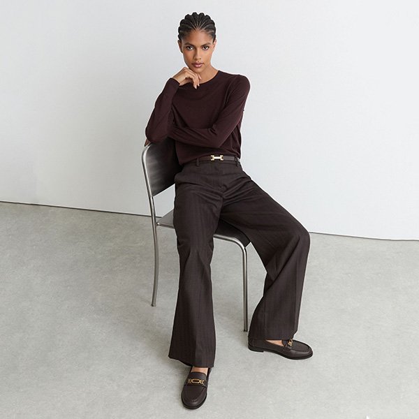 Leather Loafers - Rita Chocolate Hardware Detail | REISS