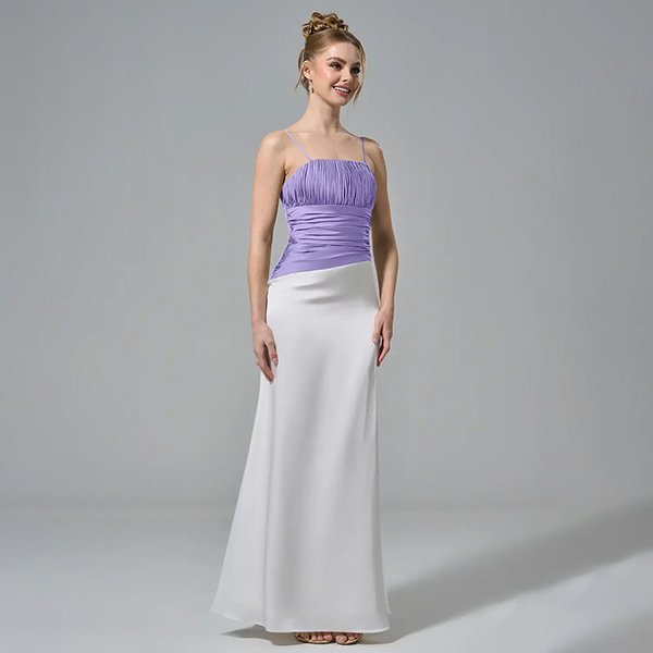 Satin Dress - Leilani Color Block Gown | AW