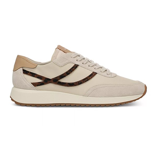 Sneakers Vince Santa Monica Moonlight side view showing leopard print accent panels