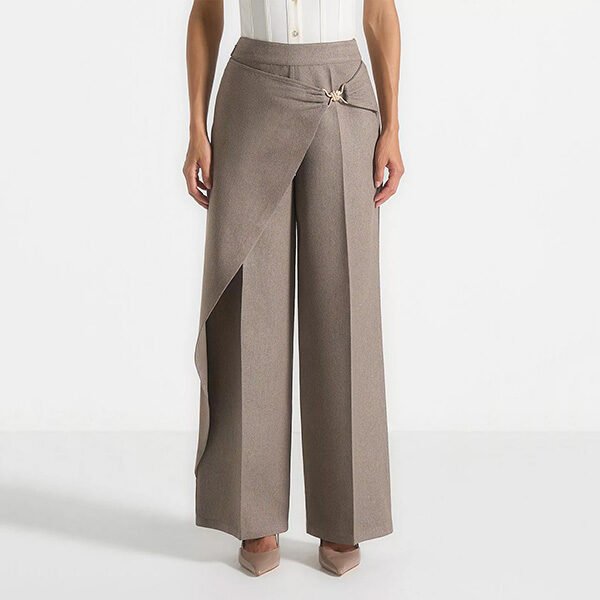 Wide Leg Trousers - Beryl Wrap Taupe | Manière De Voir