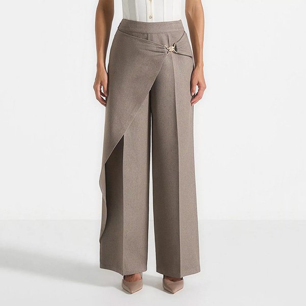 Wide Leg Trousers - Beryl Wrap Taupe | Manière De Voir