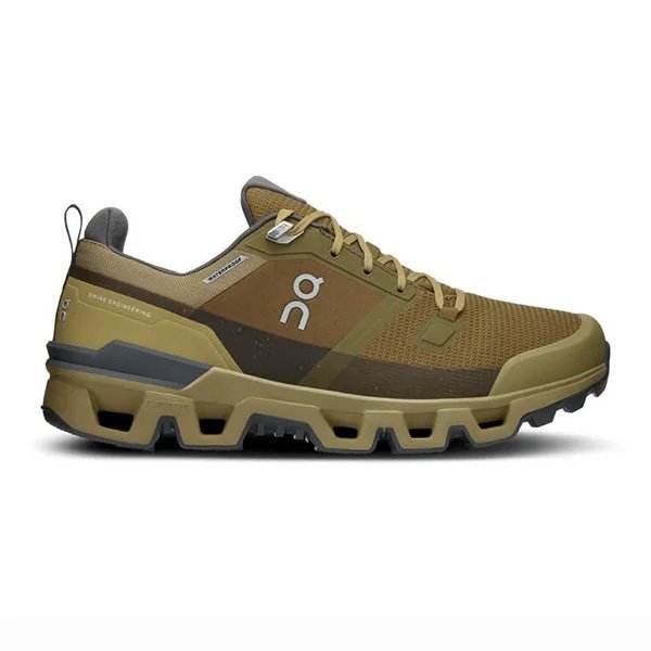 Trail Shoes On Cloudwander Waterproof Hunter side profile with waterproof construction