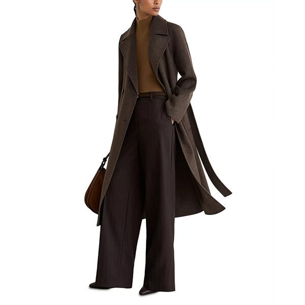Wool Coat - Rene Double Breasted Mocha | REISS