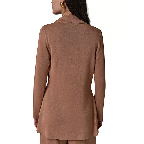 Wrap Cardigan Donna Karan Camel back view with clean knit line and long sleeves