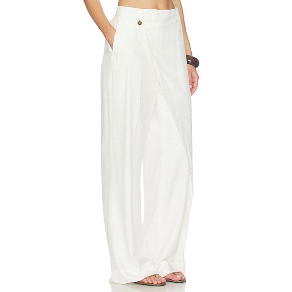 HERSKIND Alina mid waist pants in white with lightweight woven fabric and side pockets