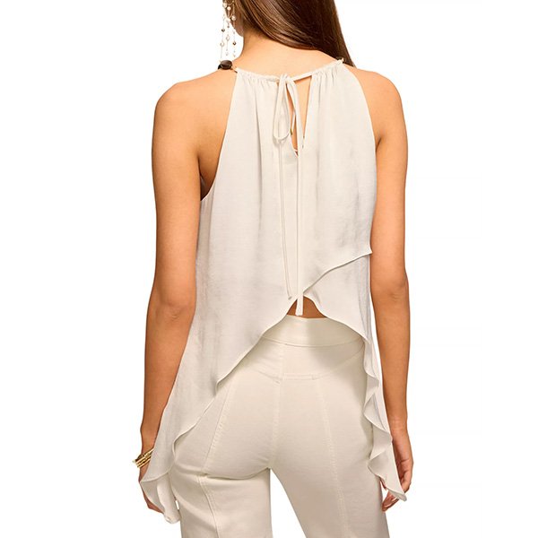 Ramy Brook Ayla crossover top in ivory with beaded sides and crossover detail