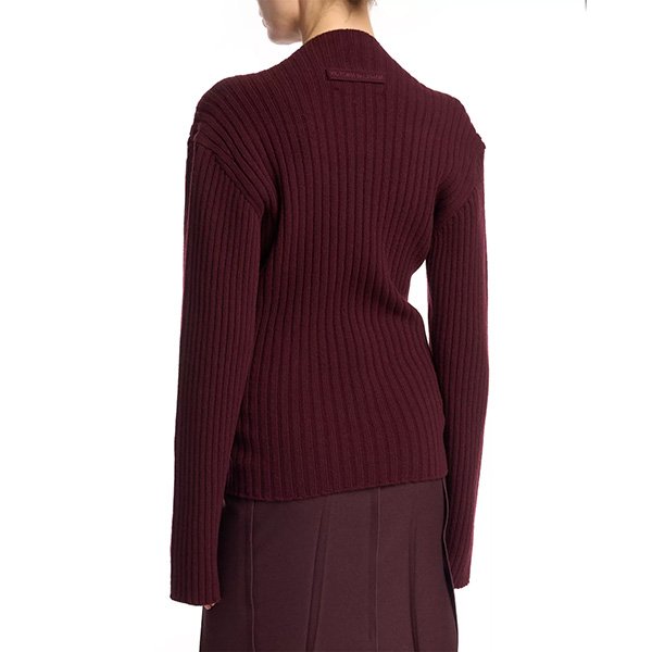 Cashmere Sweater Victoria Beckham acai back view showing vertical rib texture and woven label