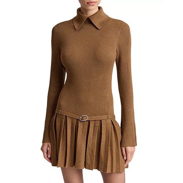 Drop Waist Dress - Pleated Sweater