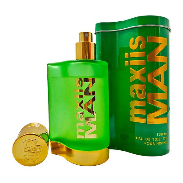 Perfume For Men Maxiis Green edition 100ml eau de toilette bottle and tin box