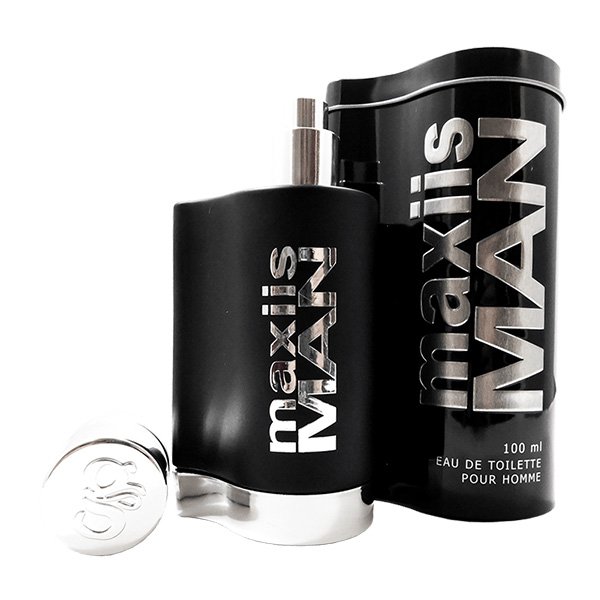Perfume For Men Maxiis Black edition 100ml eau de toilette bottle and tin box