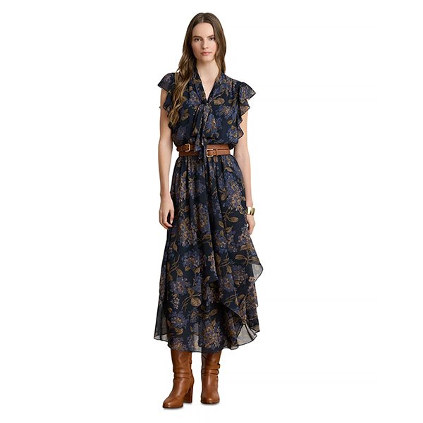 Tie Neck Dress - Hydrangea Midi