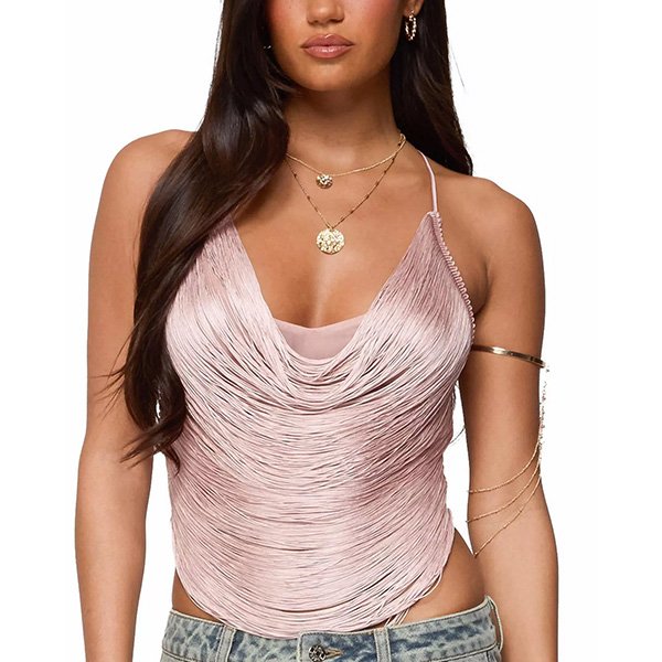 Cowl Neck Top - Elenie Fringed | Edikted