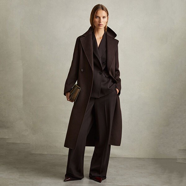 Petite Coat - Lucia Chocolate Wool-Blend Blindseam