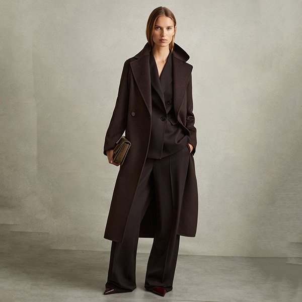 Petite Coat - Lucia Chocolate Wool-Blend Blindseam