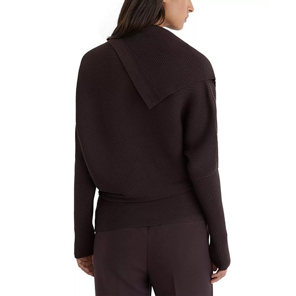 Shawl Collar Sweater Reiss Lexi back view showing ribbed knit and collar drape