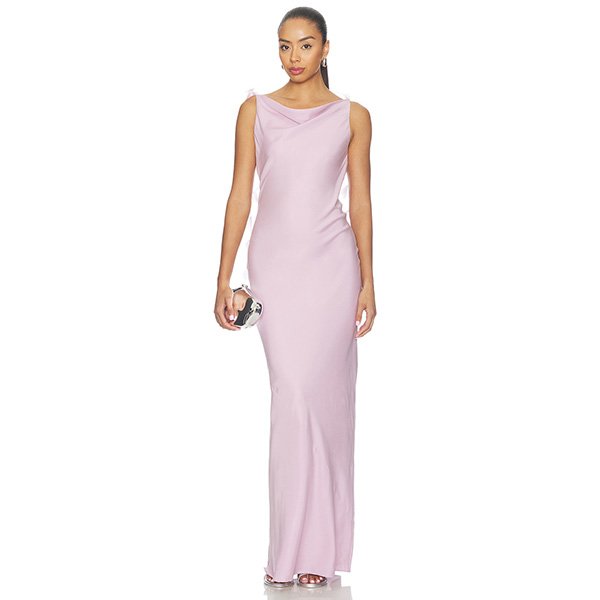 Silk Maxi Dress Cult Gaia Nymeria in Sweet Pea lilac front view