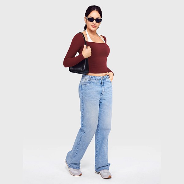 Square Neck Top - Ease Long Sleeve | YEOREO