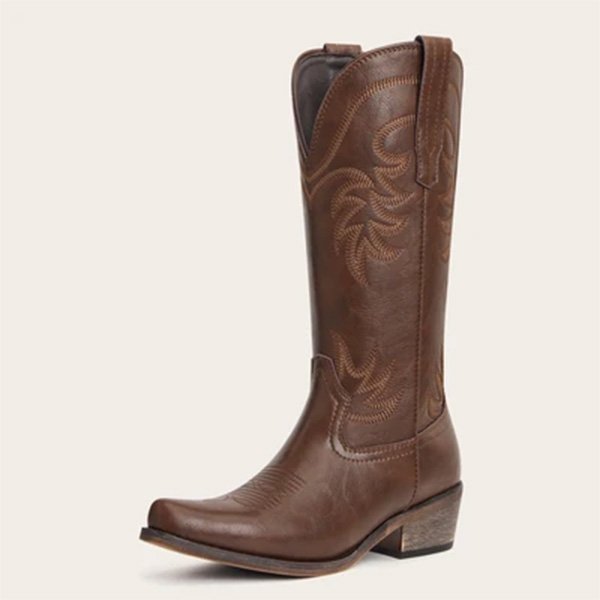 Western Boots REDTOP The Elizabeth brown seated elevator shot with straight-leg jeans