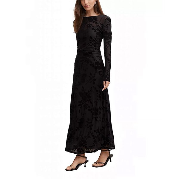 Midi Dress - Angelina Mesh Burnout Black | Ever New