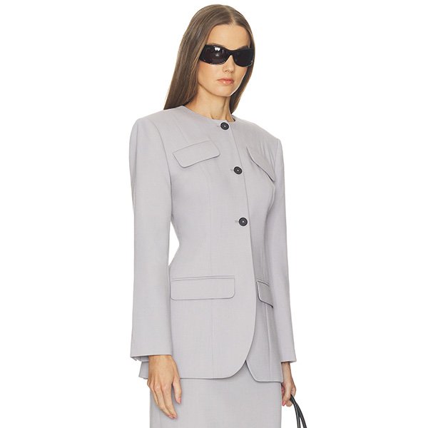 Blazer Helsa 90s Grey and Black front view with waist cutouts and black buttons