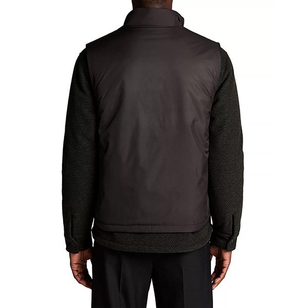 Insulated Vest Vince Stand Collar Black color back view