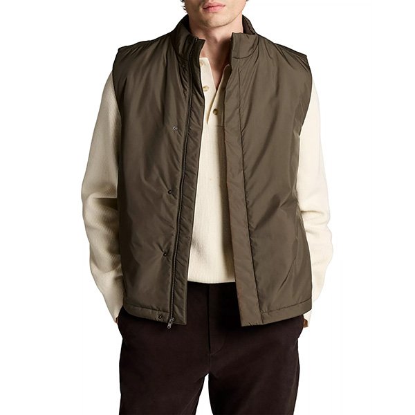 Insulated Vest Vince Stand Collar Capital color front view with zip closure