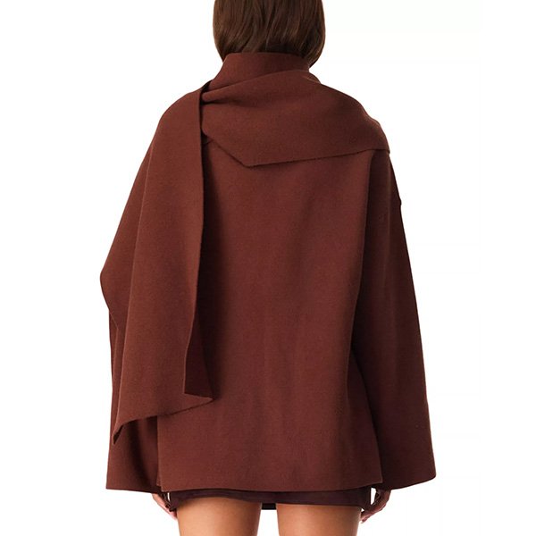 Scarf Sweater SNDYS Clare Mocha back view showing detachable scarf collar