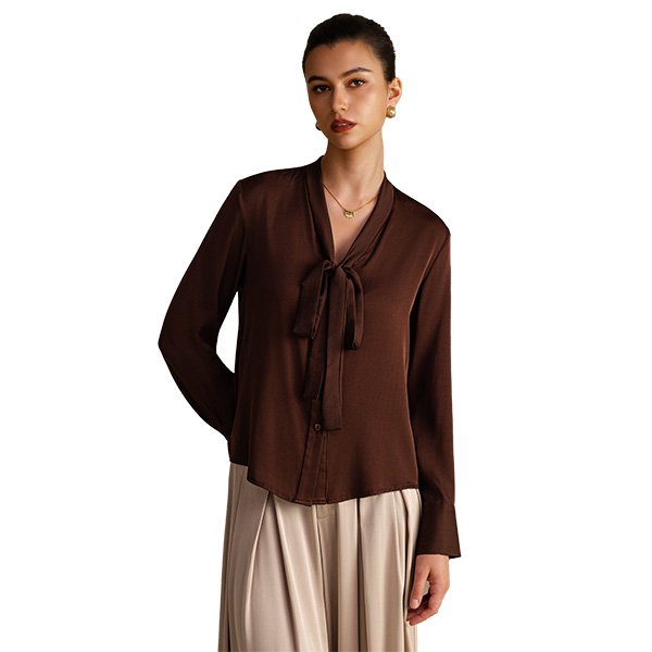 Silk Blouse - Tie Neck 19 Momme | SILKSILKY