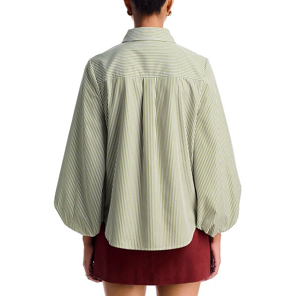 Sprout striped puff sleeve top back view showing straight fit and stripe pattern