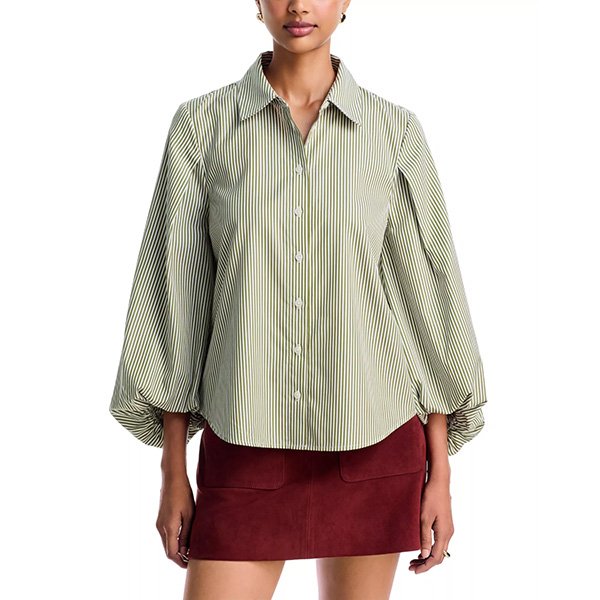 Puff Sleeve Top - Marina Striped Cotton | Tanya Taylor