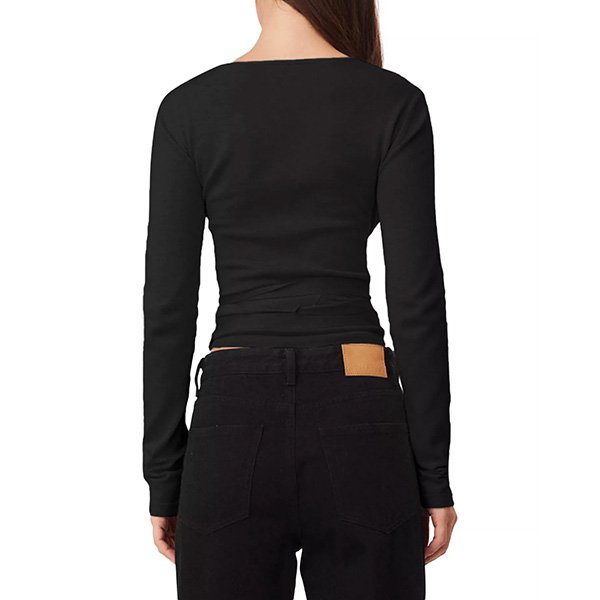 Wrap Top SNDYS Nikola Black back view with long sleeves